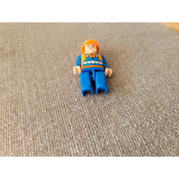 LEGO Construction Worker Blue Overalls Orange Shirt & Hat Mini Figure Minifig - Picture 3 of 7